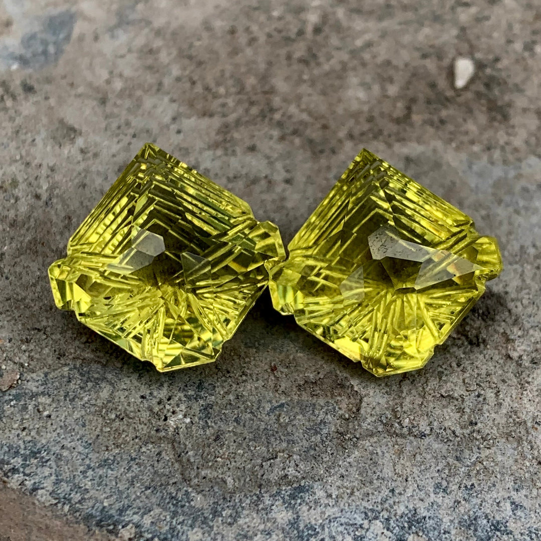 9.40 Carats Each Lemon Quartz Pair