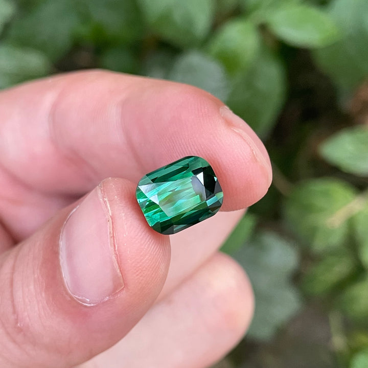 Natural Afghan Chrome Tourmaline — Cushion Step Cut, Premium Ring Stone