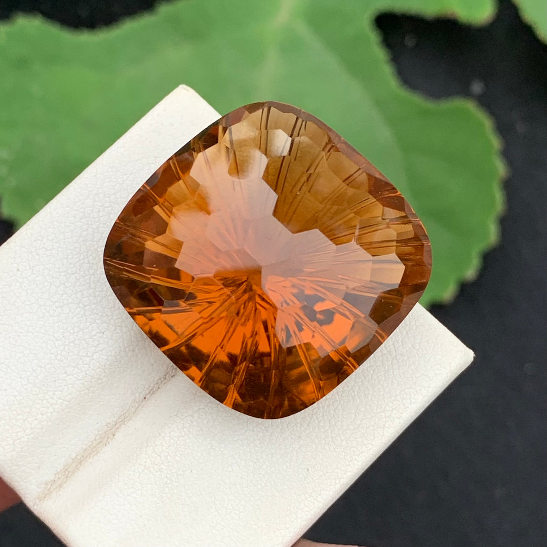 71.15 Carats Faceted Laser Cut Concave Mandarin Citrine