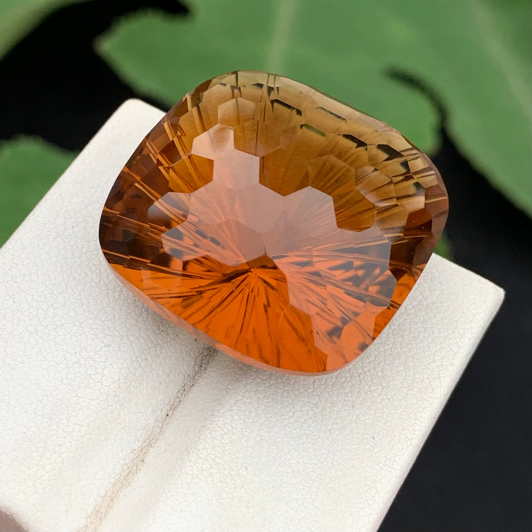 71.15 Carats Faceted Laser Cut Concave Mandarin Citrine