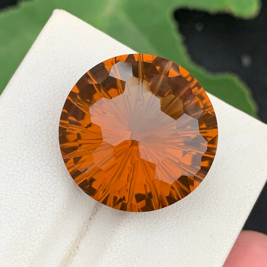 36.80 Carats Faceted Laser Cut Concave Mandarin Citrine