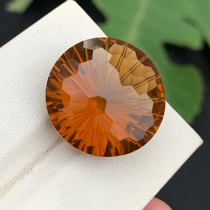 36.80 Carats Faceted Laser Cut Concave Mandarin Citrine