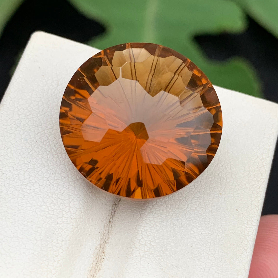 36.80 Carats Faceted Laser Cut Concave Mandarin Citrine