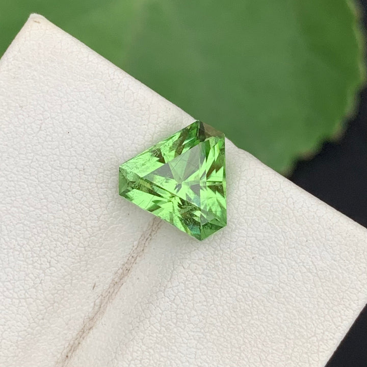 4.75 Carats Faceted Natural Trillion Cut Rutile Peridot