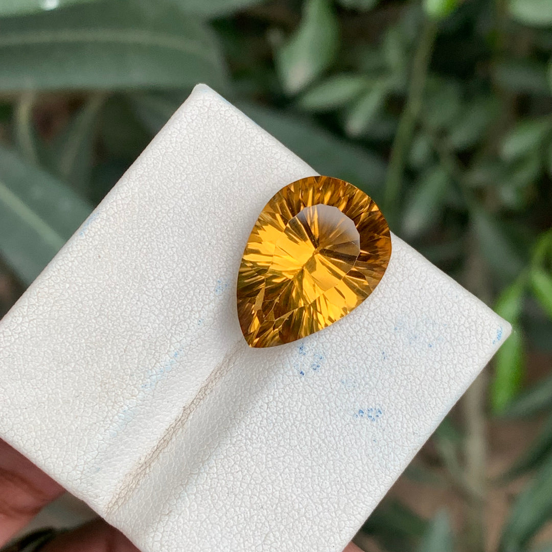 14.20 Carats Faceted Concave Cut Citrine