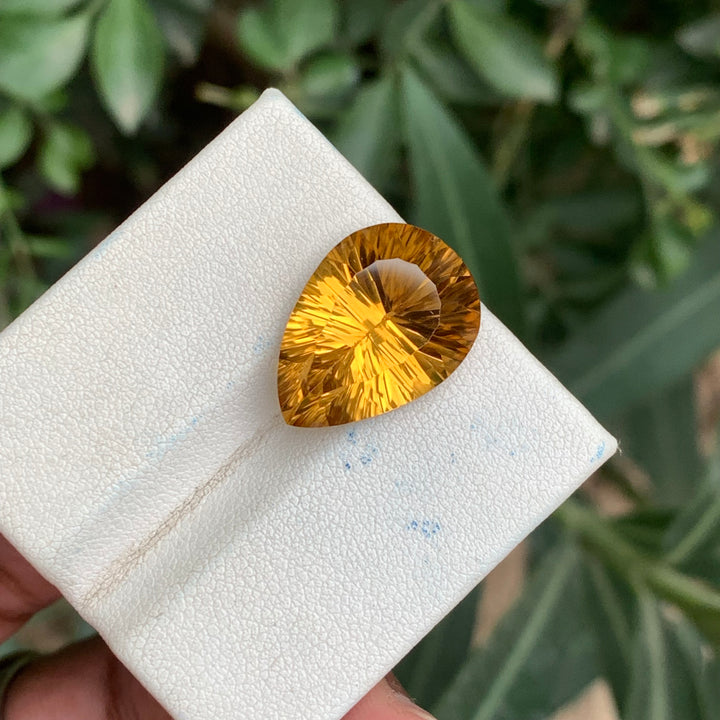 14.20 Carats Faceted Concave Cut Citrine