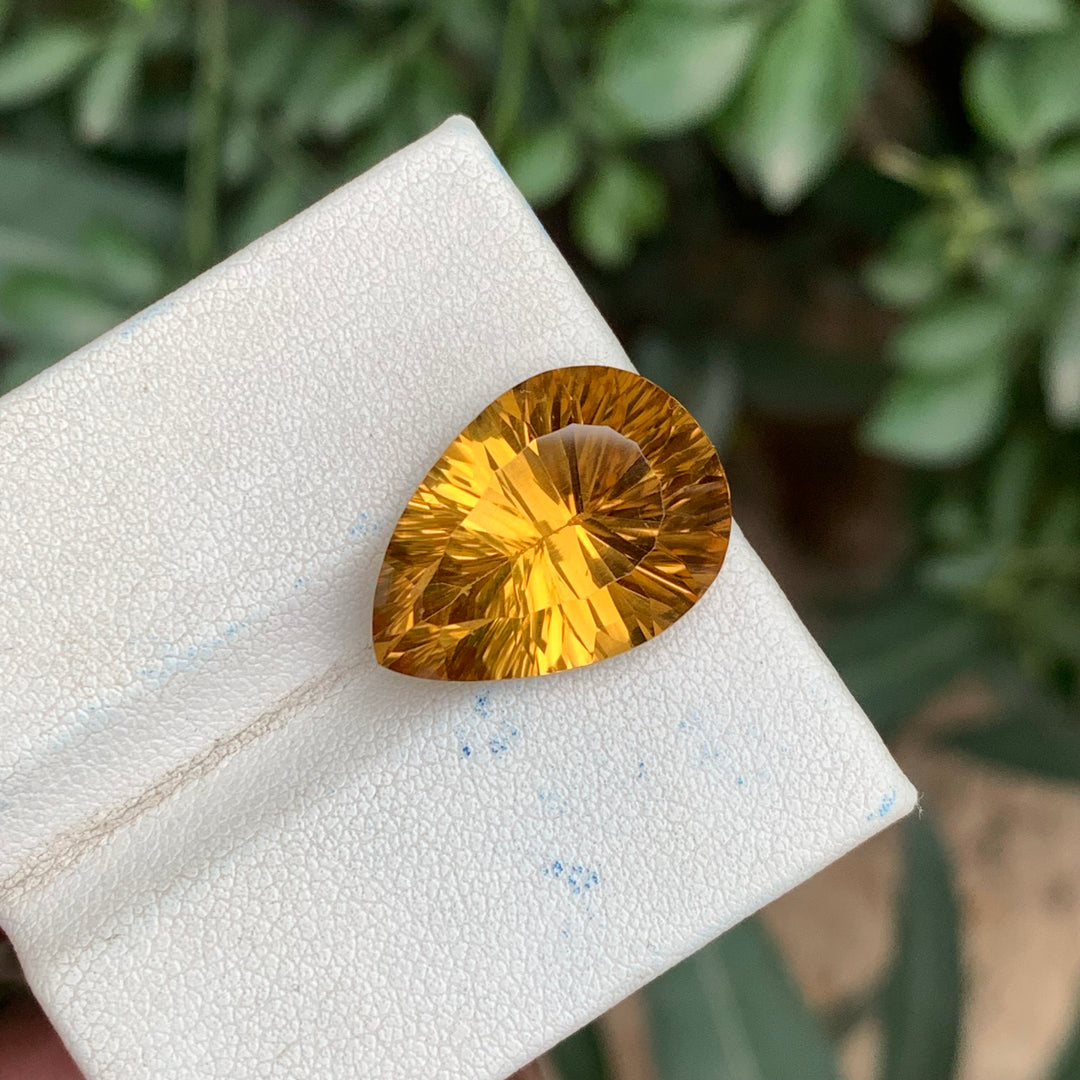 14.20 Carats Faceted Concave Cut Citrine