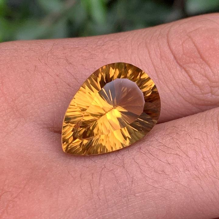 14.20 Carats Faceted Concave Cut Citrine