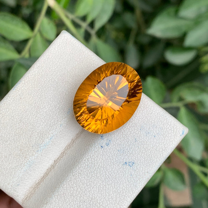 18.80 Carats Faceted Concave Cut Citrine