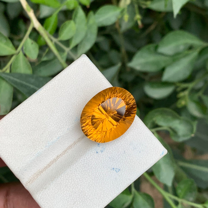 18.80 Carats Faceted Concave Cut Citrine