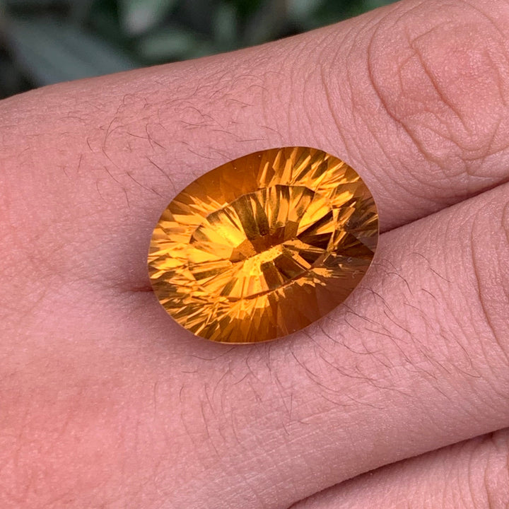 18.80 Carats Faceted Concave Cut Citrine