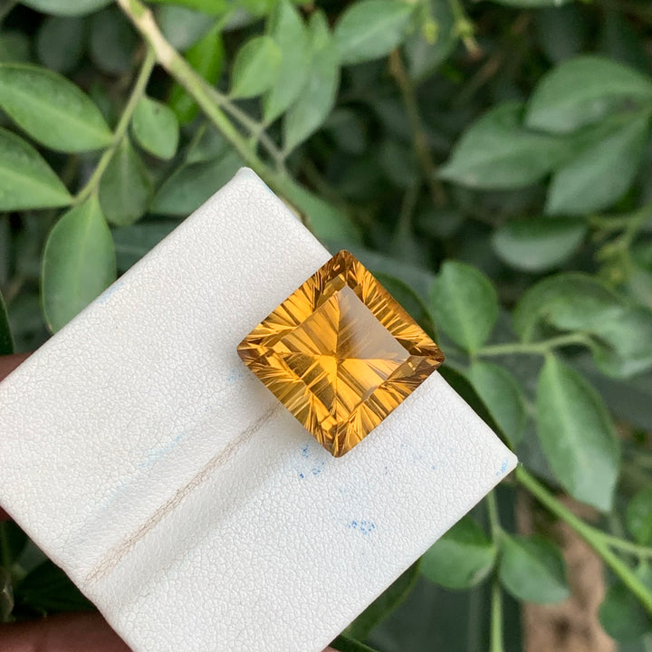 17.50 Carats Faceted Concave Cut Citrine