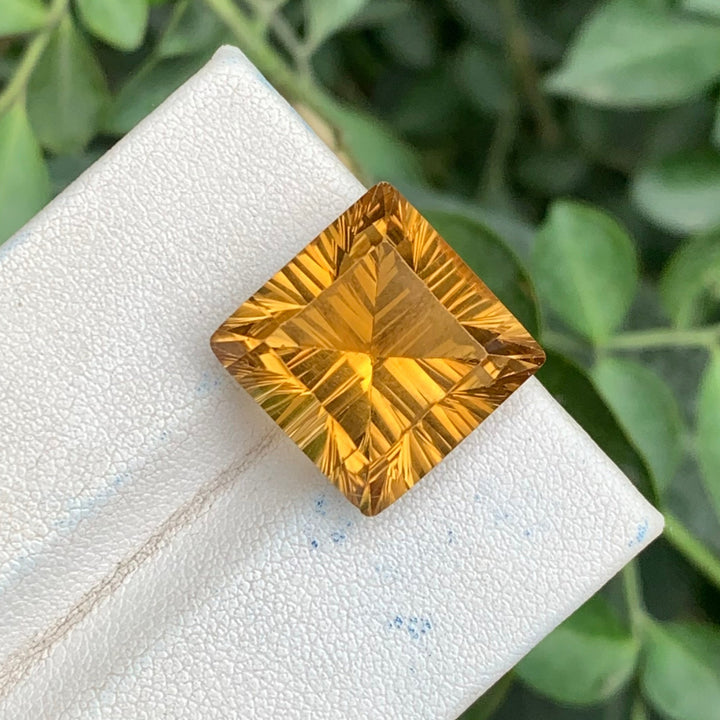 17.50 Carats Faceted Concave Cut Citrine