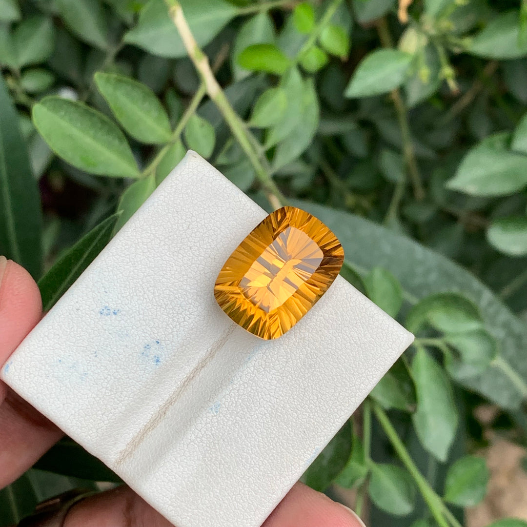 15.25 Carats Faceted Concave Cut Citrine