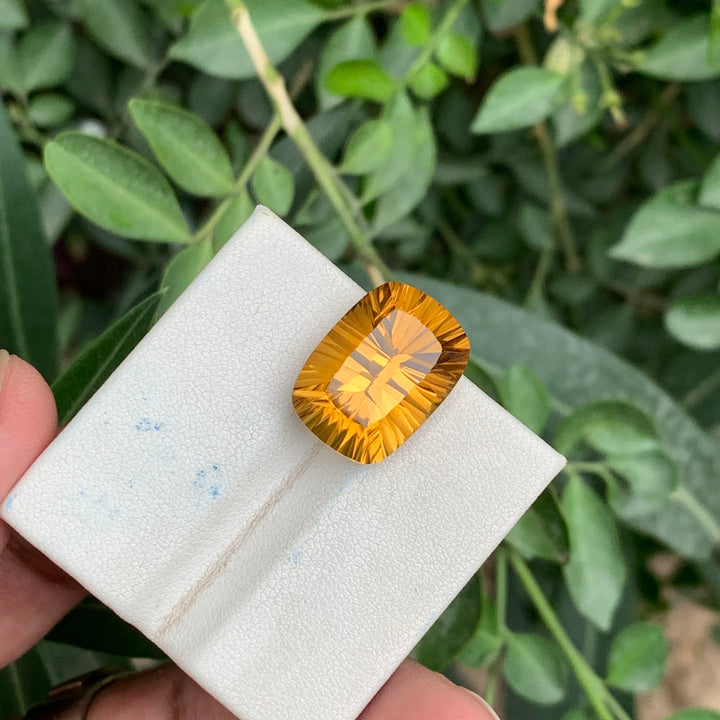 15.25 Carats Faceted Concave Cut Citrine