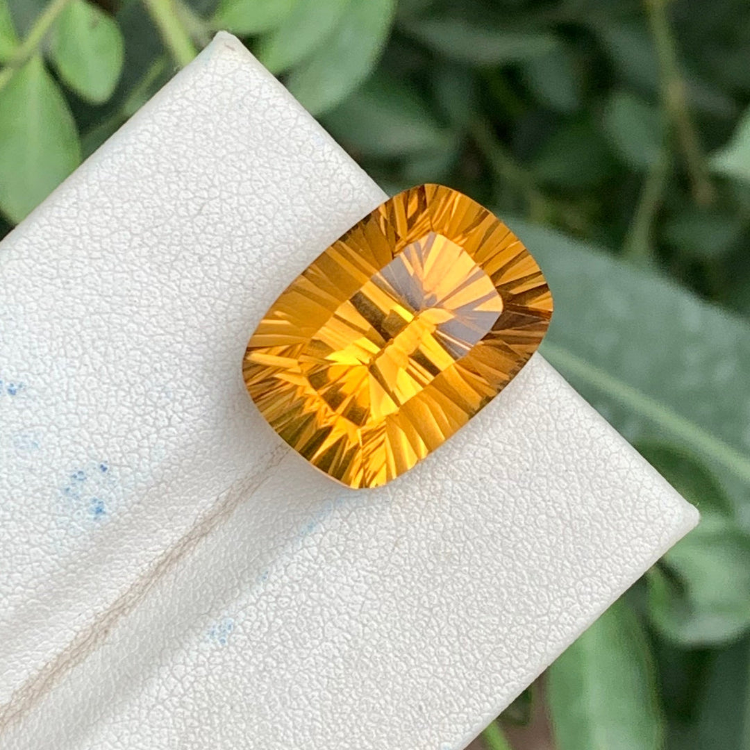 15.25 Carats Faceted Concave Cut Citrine