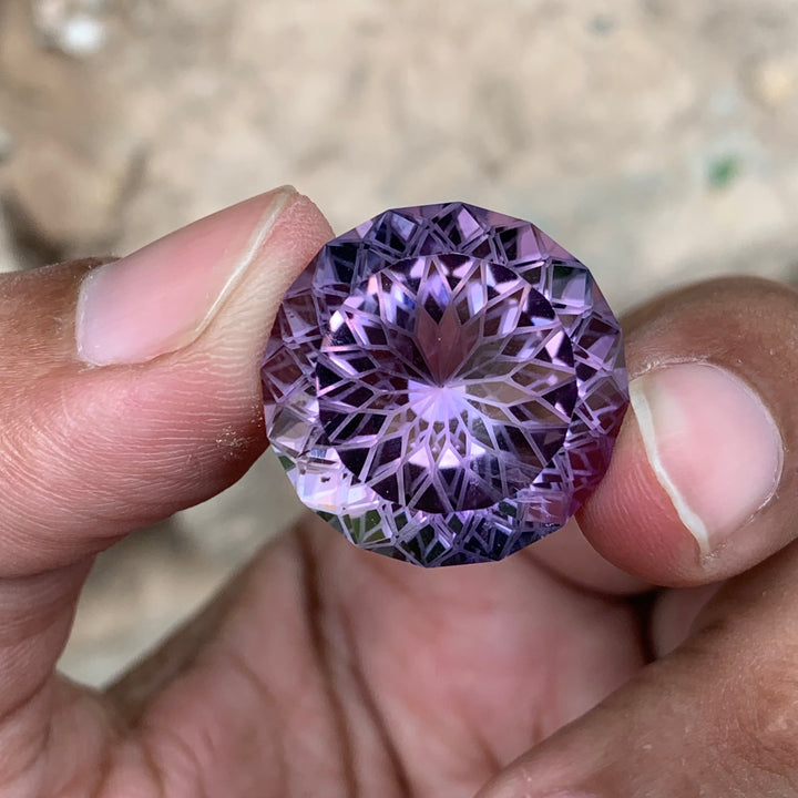 30 Carats Faceted Flower Cut Amethyst