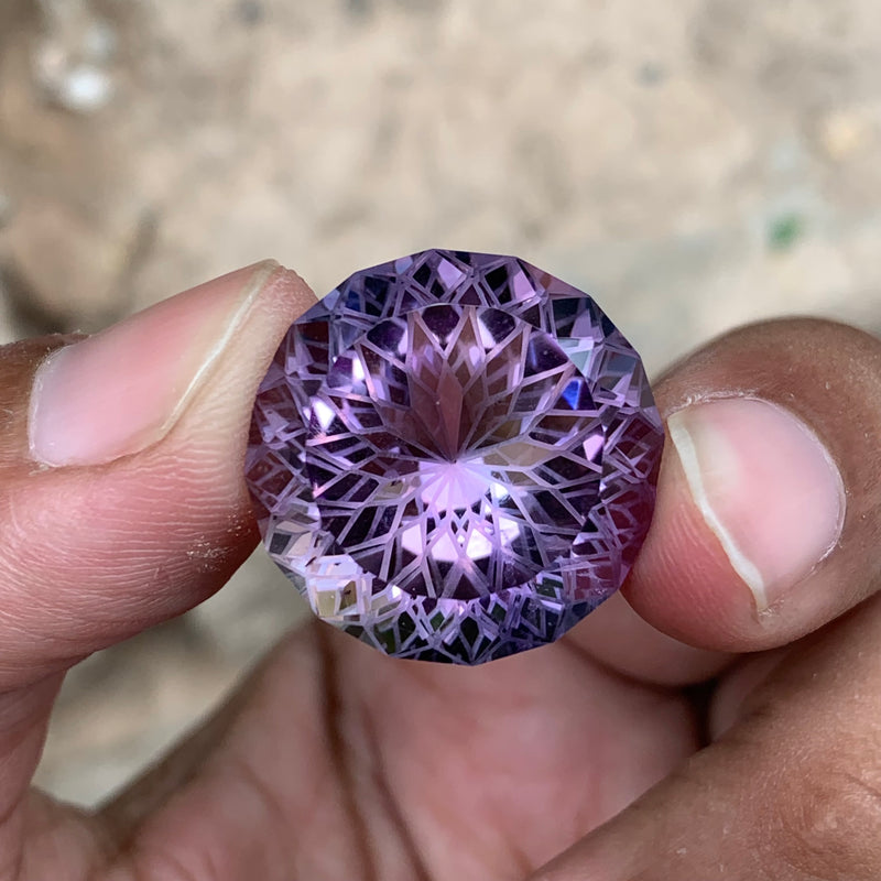 30 Carats Faceted Flower Cut Amethyst