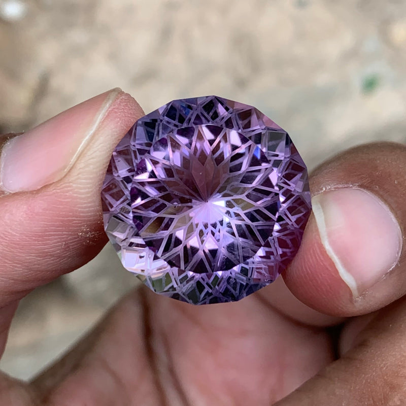 30 Carats Faceted Flower Cut Amethyst