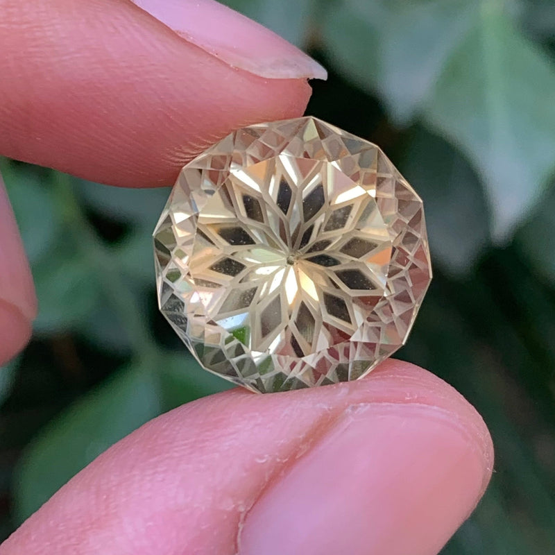 14.35 Carats Faceted Flower Cut Citrine
