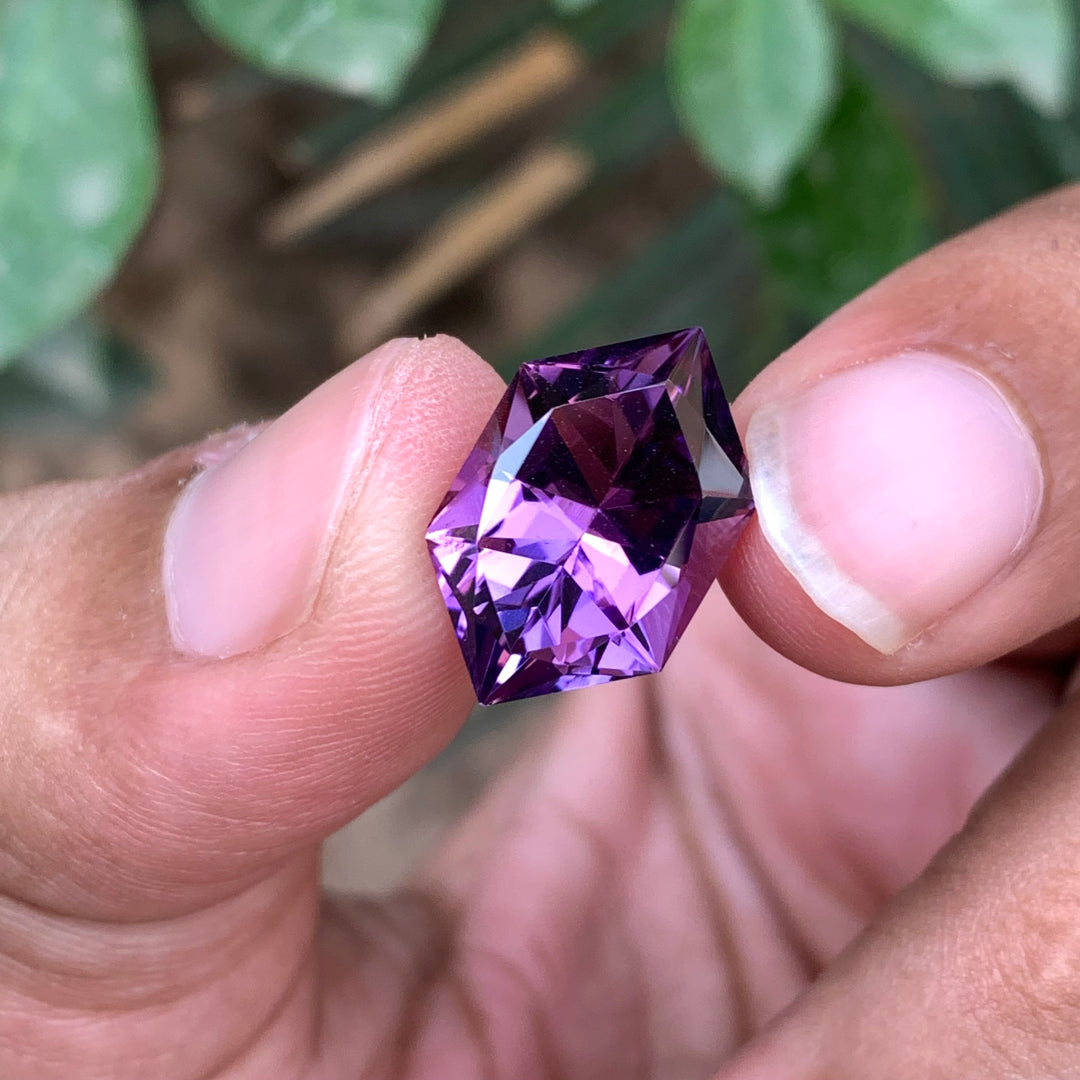 6.55 Carats Faceted Fancy Cut Amethyst