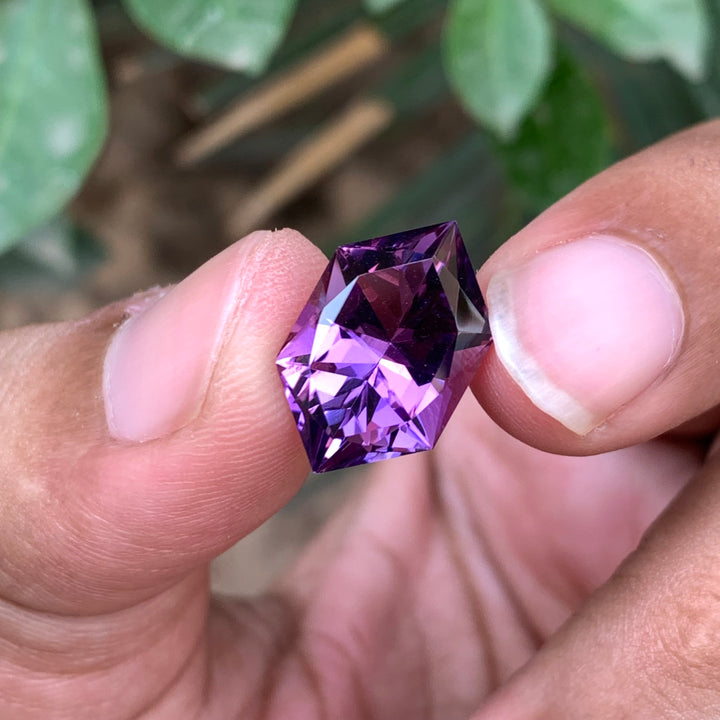 6.55 Carats Faceted Fancy Cut Amethyst