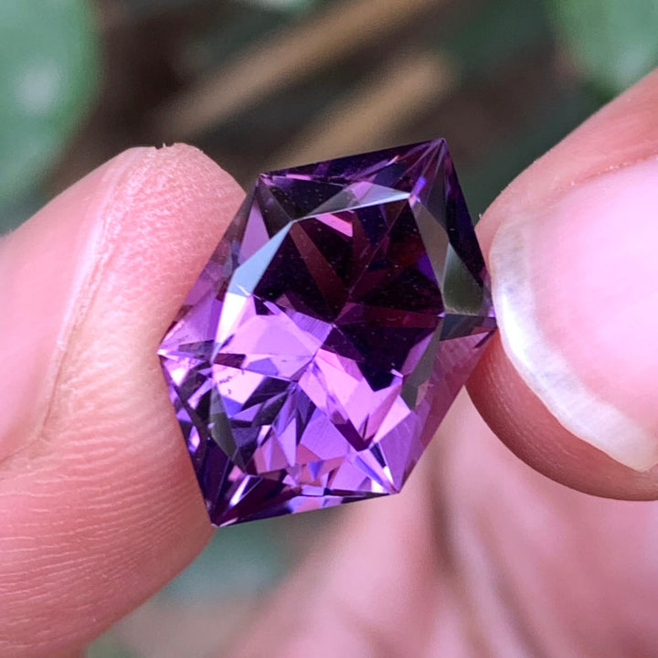 6.55 Carats Faceted Fancy Cut Amethyst