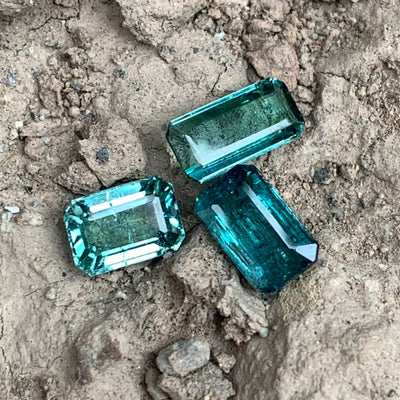 4.15 Carats Faceted Bluish Green Afghani Tourmalines