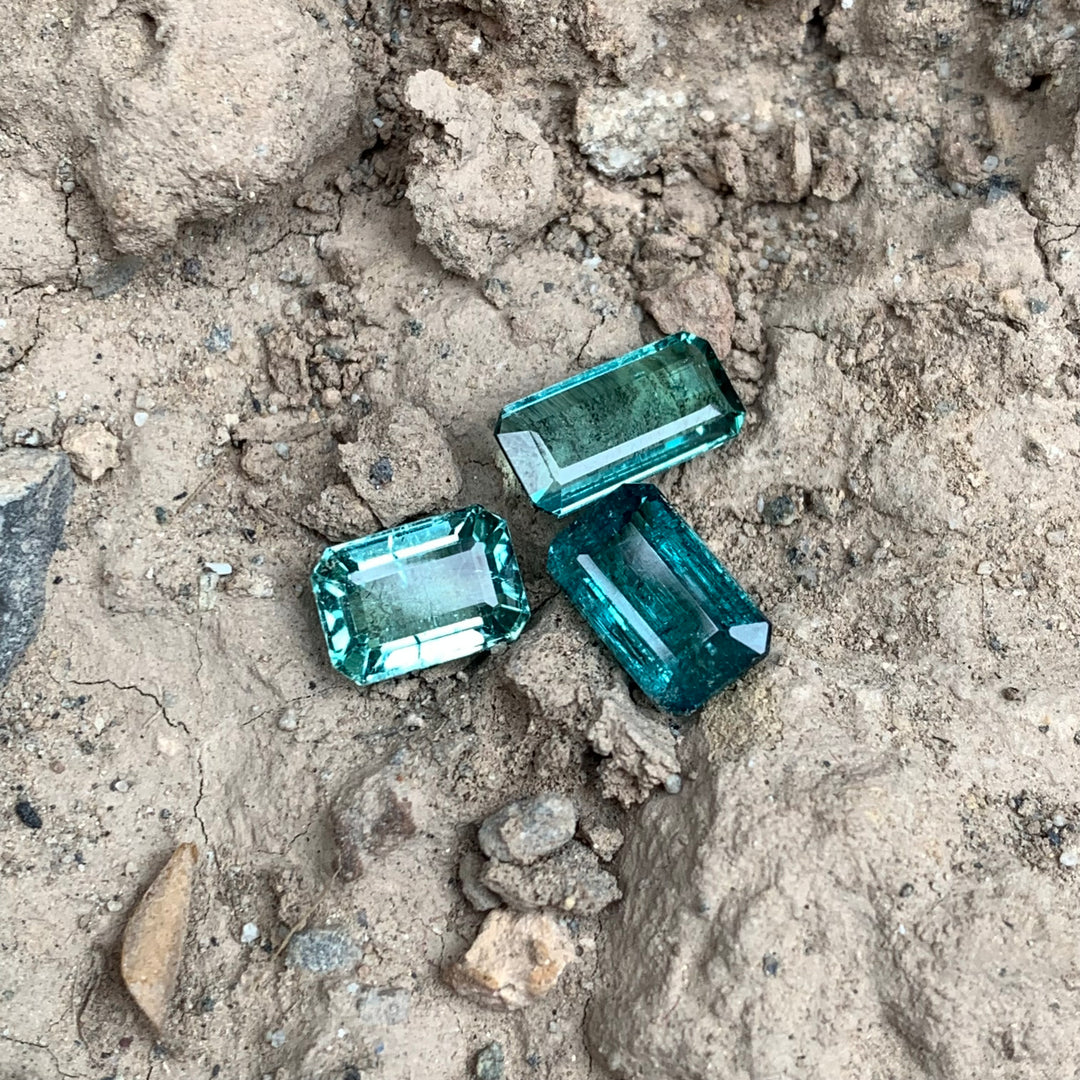 4.15 Carats Faceted Bluish Green Afghani Tourmalines