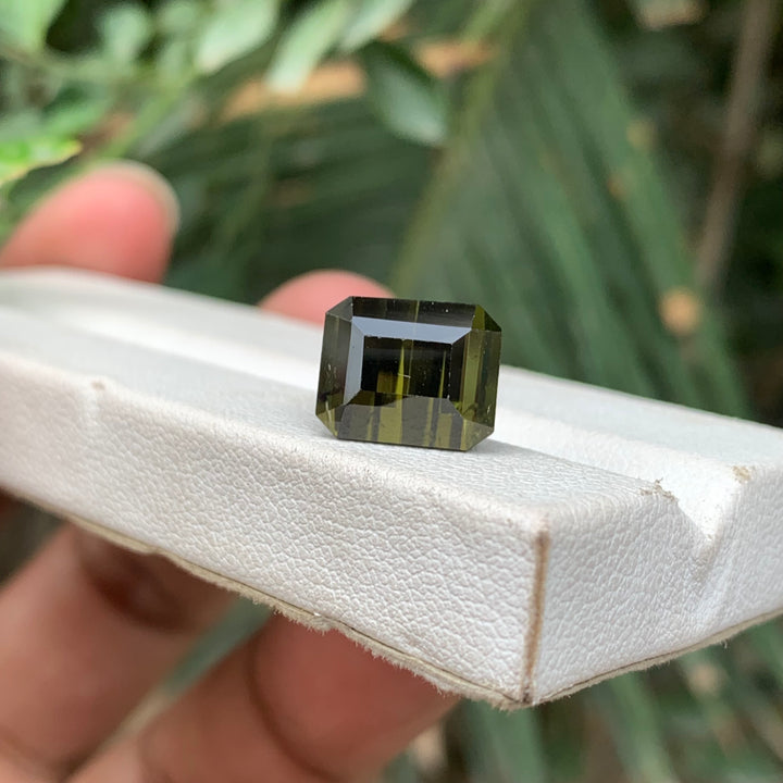 6.35 Carats Faceted Brownish Green Tourmaline