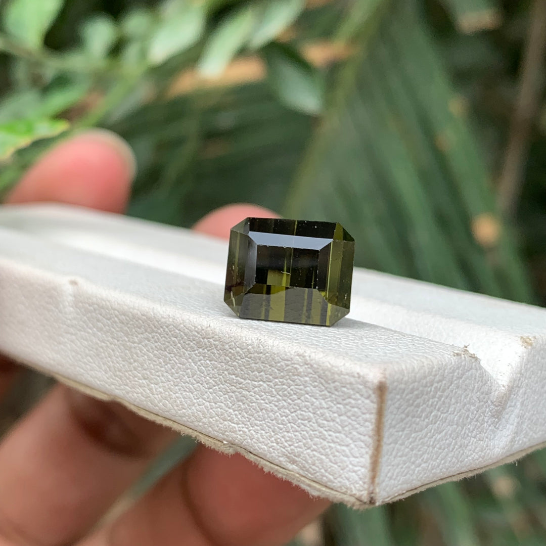 6.35 Carats Faceted Brownish Green Tourmaline