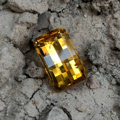 11.5 Carats Faceted Pixel Cut Madeira Citrine