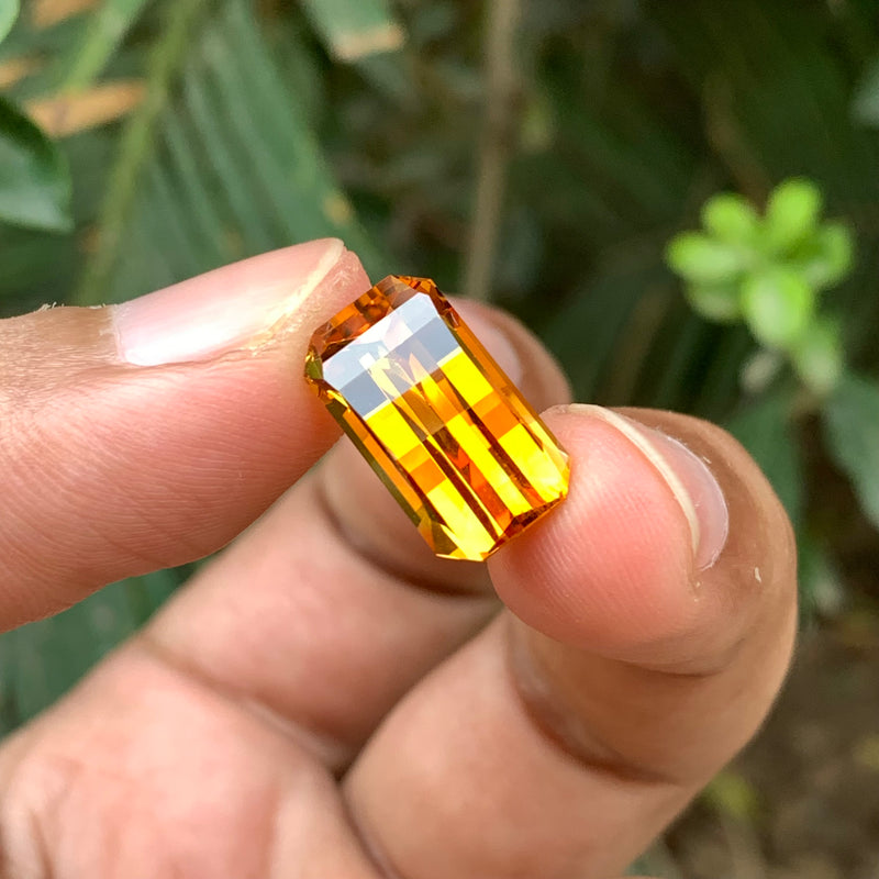 8.50 Carats Faceted Pixel Cut Madeira Citrine