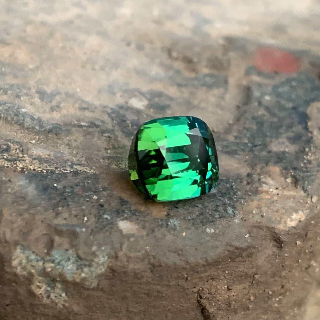 5.30 Carats Each Faceted Bluish Green Cushion Cut Tourmaline