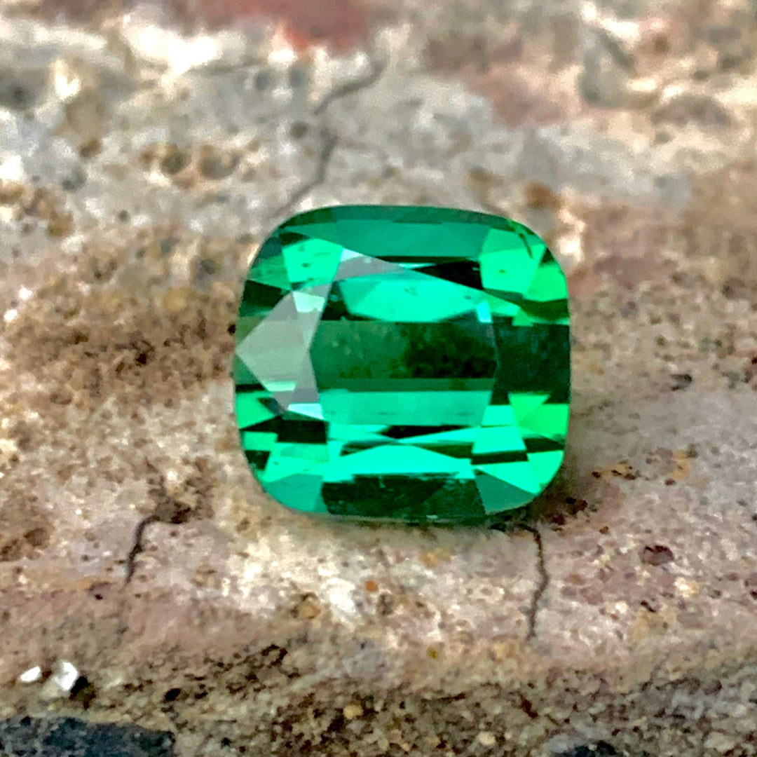 5.30 Carats Each Faceted Bluish Green Cushion Cut Tourmaline