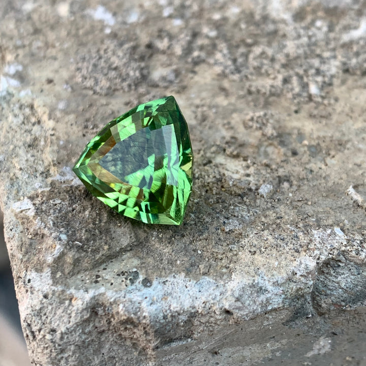 8.30 Carats Faceted Trillion Cut Rutile Peridot