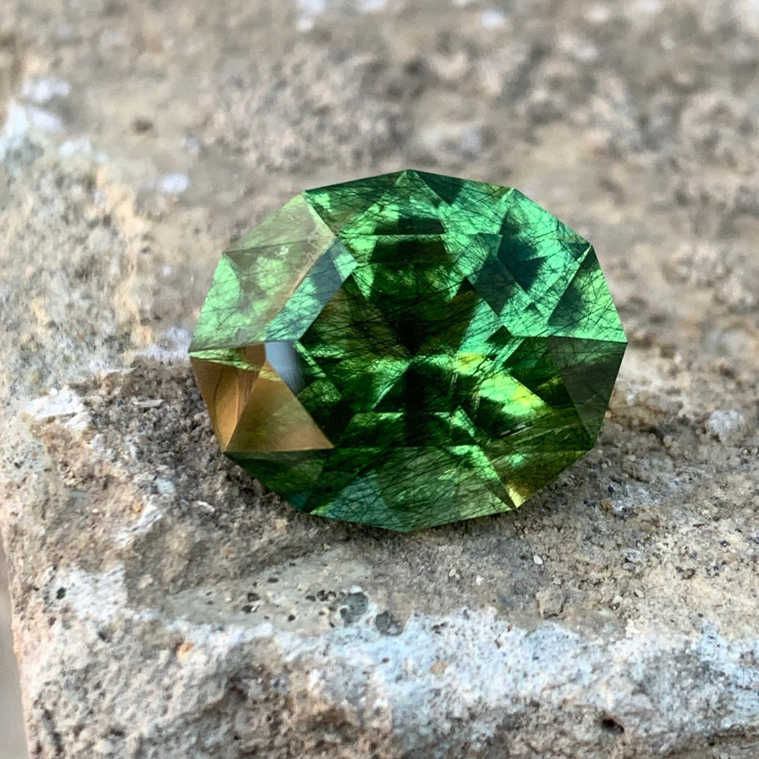 10.65 Carats Faceted Oval Cut Rutile Peridot