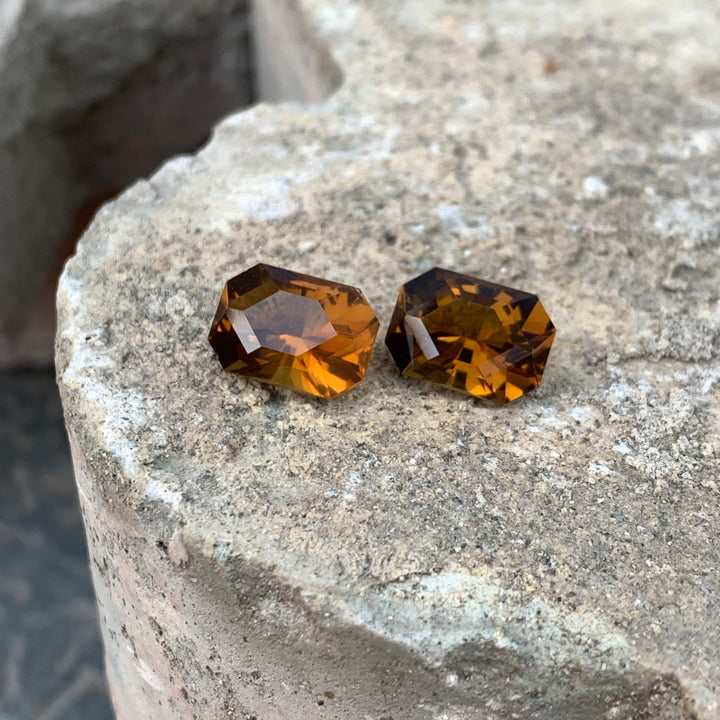 4.65 Carats Faceted Citrine Pair