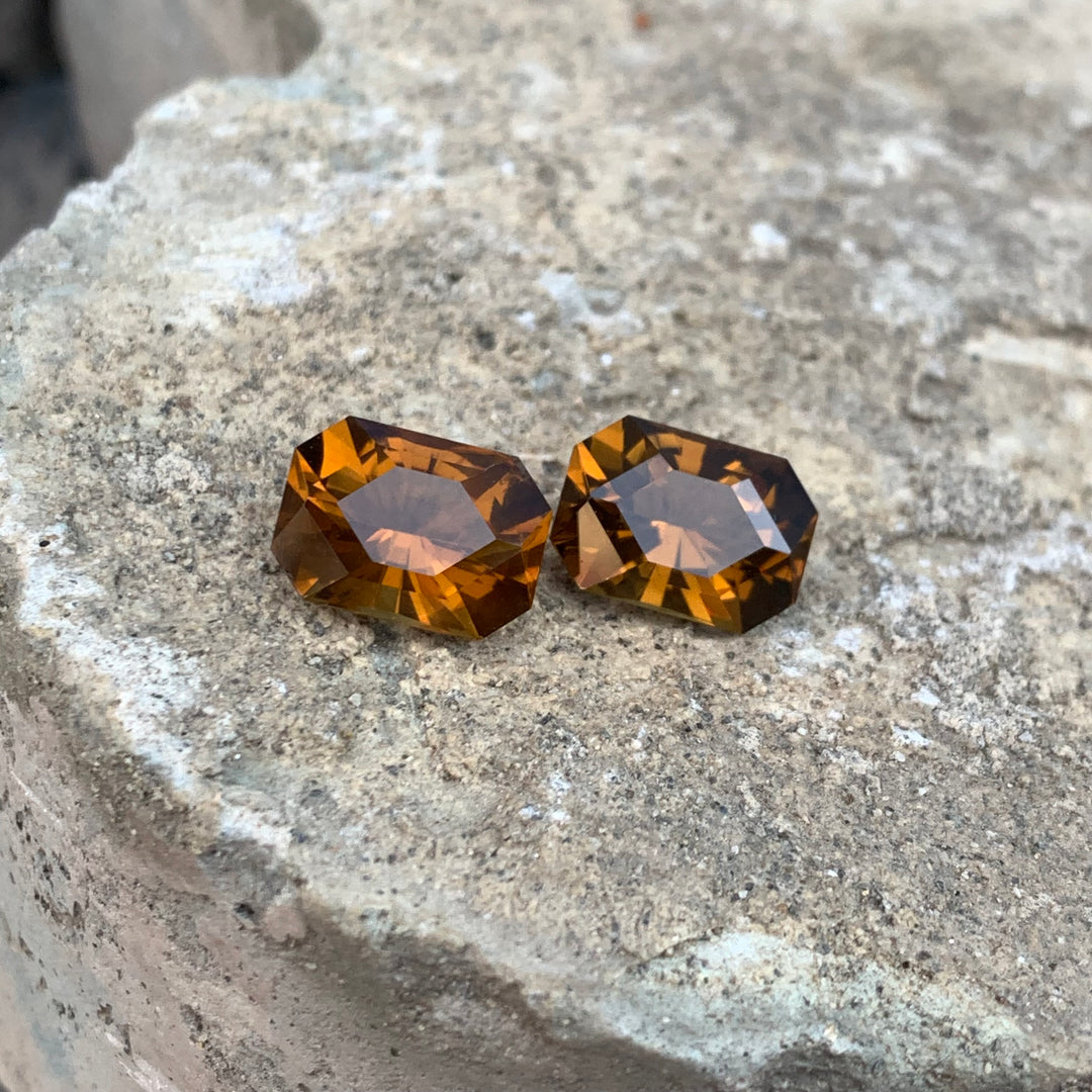 4.65 Carats Faceted Citrine Pair