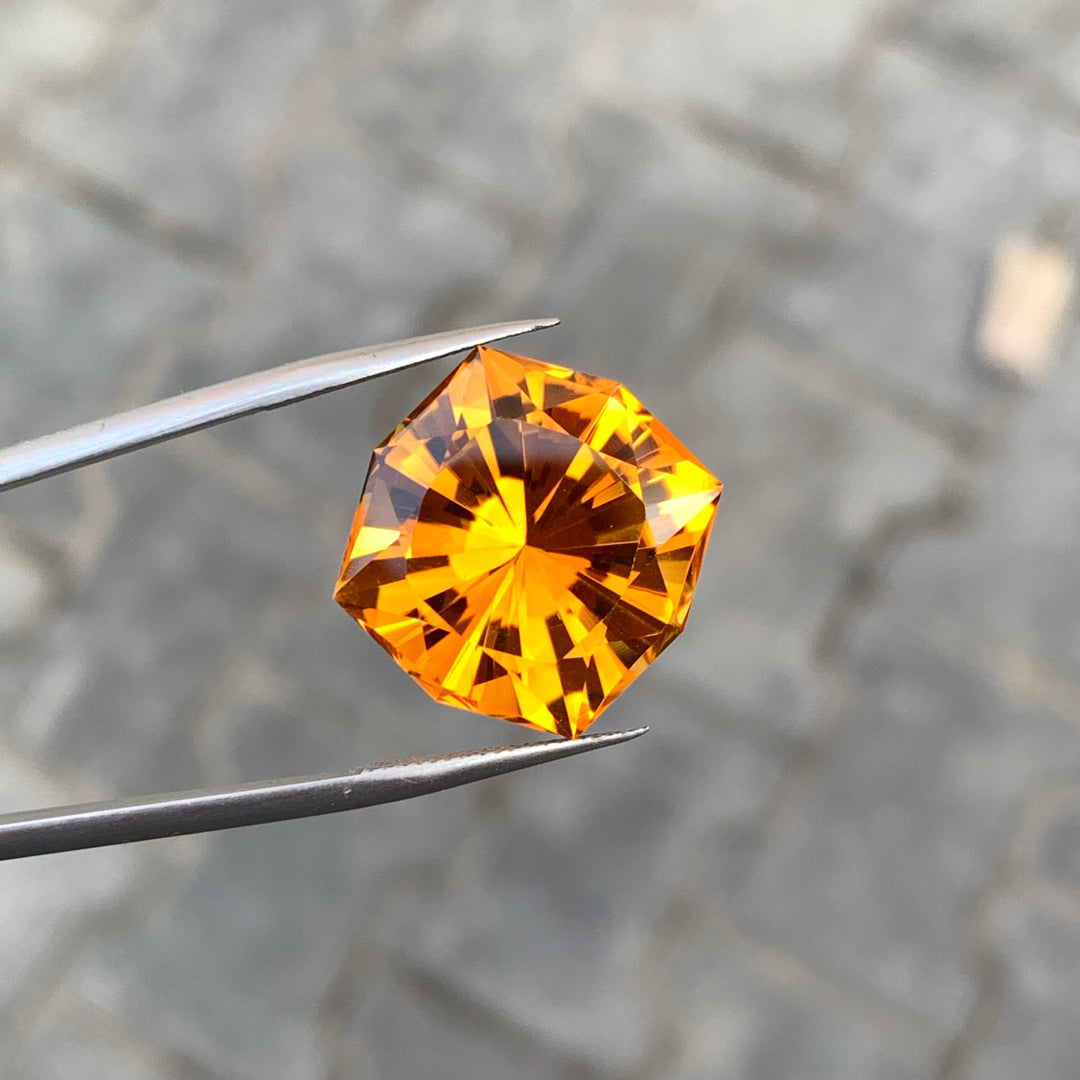 20.50 Carats Faceted Octagonal Cut Mandarin Citrine