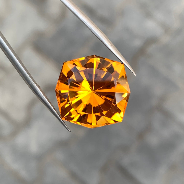 20.50 Carats Faceted Octagonal Cut Mandarin Citrine