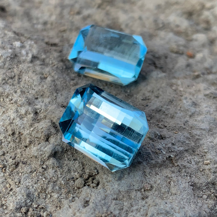 Pixel Cut Topaz Pair For Earrings 23.5 Carats Both pieces