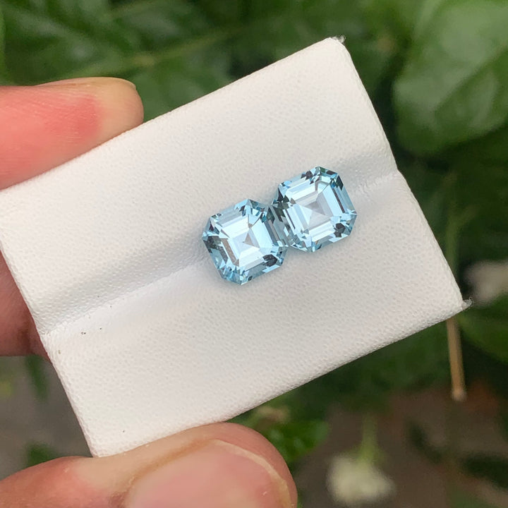 6.5 Carats Loose Blue Topaz Pair