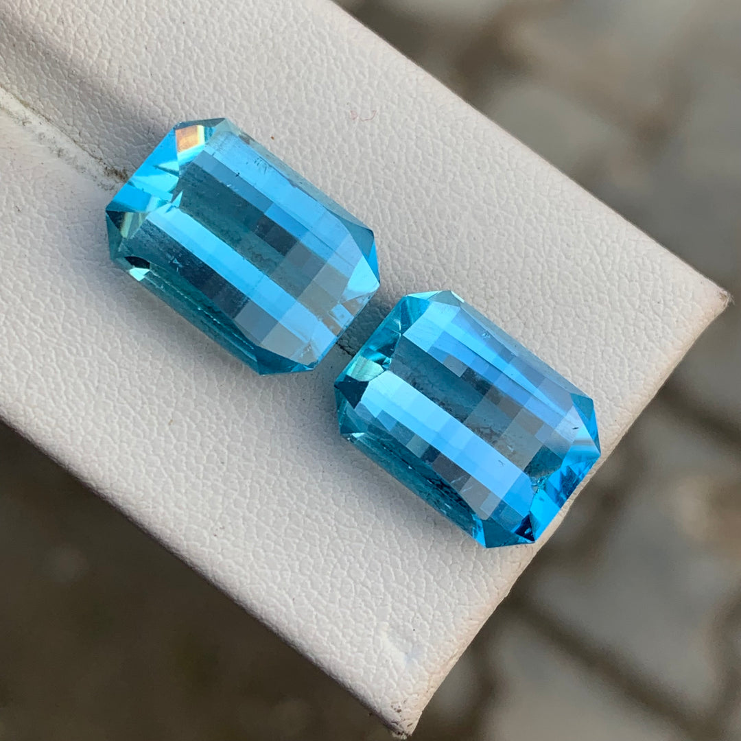 Pixel Cut Topaz Pair for Earrings