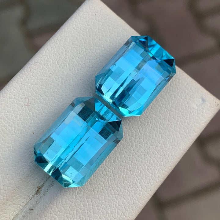 Pixel Cut Topaz Pair for Earrings