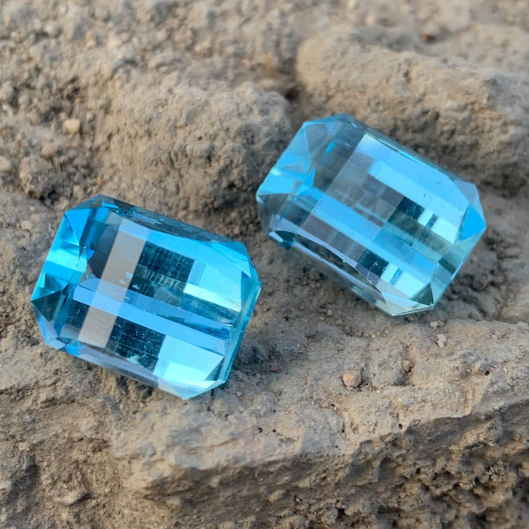 Pixel Cut Topaz Pair for Earrings