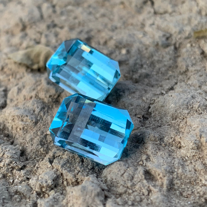 Pixel Cut Topaz Pair for Earrings