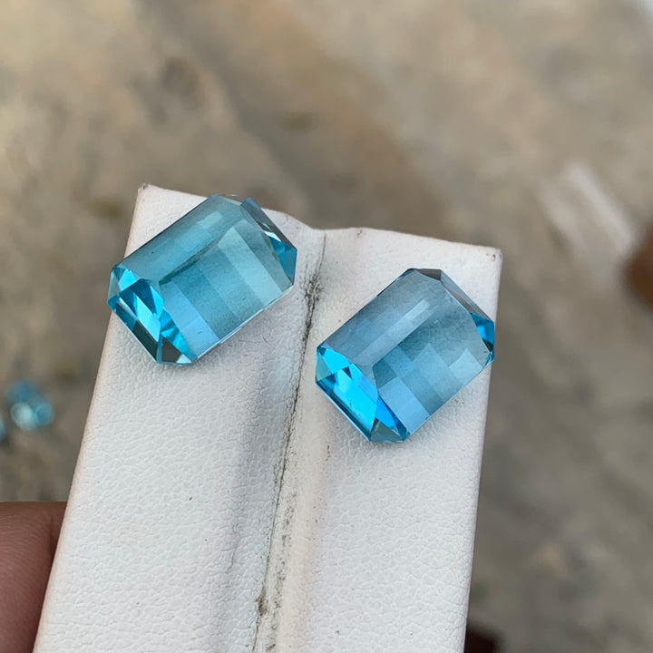 Pixel Cut Topaz Pair for Earrings