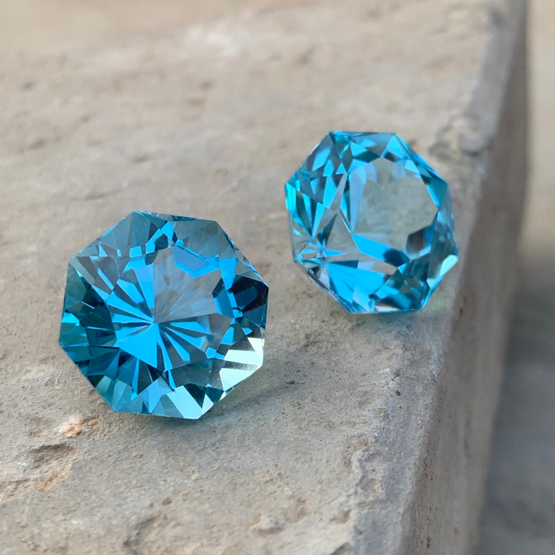 Blue Topaz Pair for Earrings | Octagon Shape Topaz Loose Pair