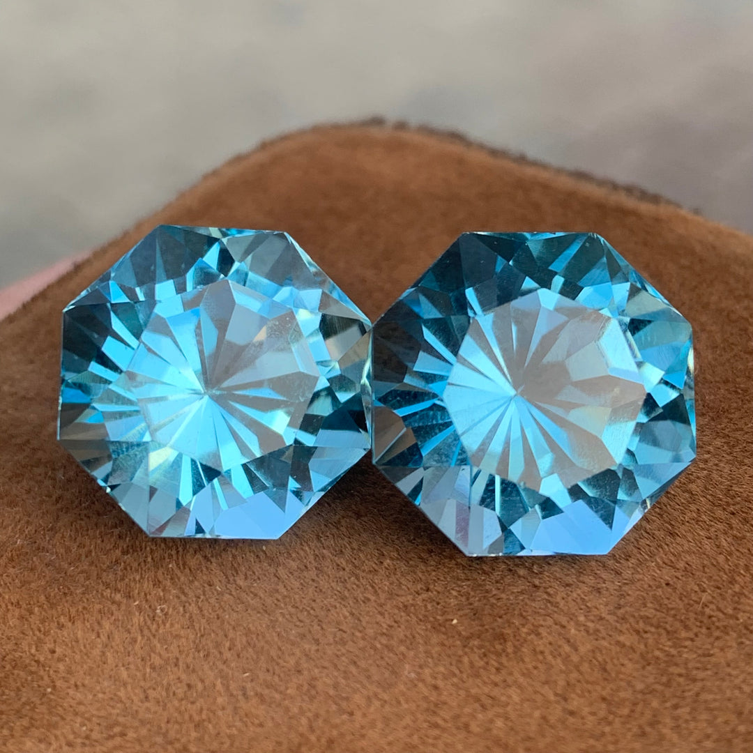 Blue Topaz Pair for Earrings | Octagon Shape Topaz Loose Pair